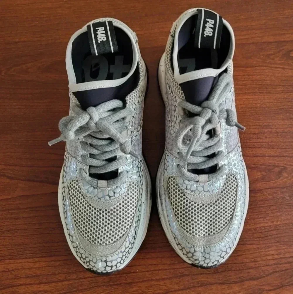 P448 Glitter Metallic Casual Weekend Leather Alex Sneakers(38)7.5/8